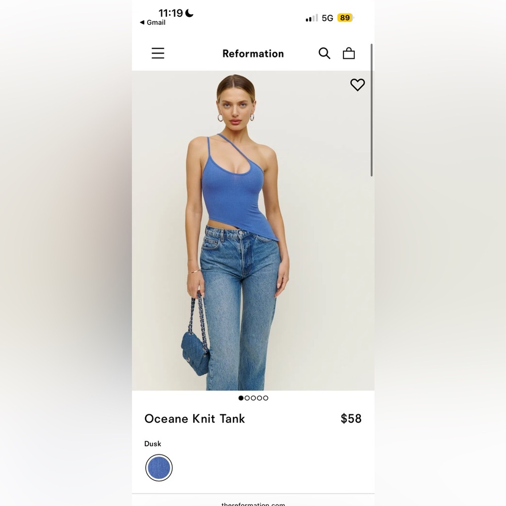 Reformation Blue Asymmetrical Cut Out Bodysuit